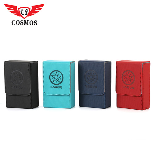 Large size simple portable flip tarot card storage box strong magnetic compression PU leather card box cross-border board game card box