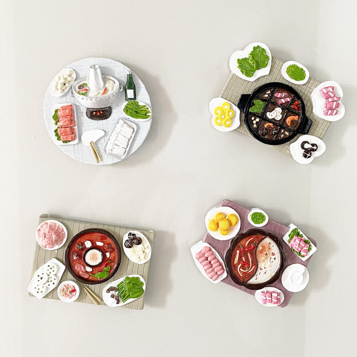 Refrigerator Stickers Simulated Hot Pot Gourmet Home Creative High-end Gifts Refrigerator Resin Diy Message Stickers Food Snacks