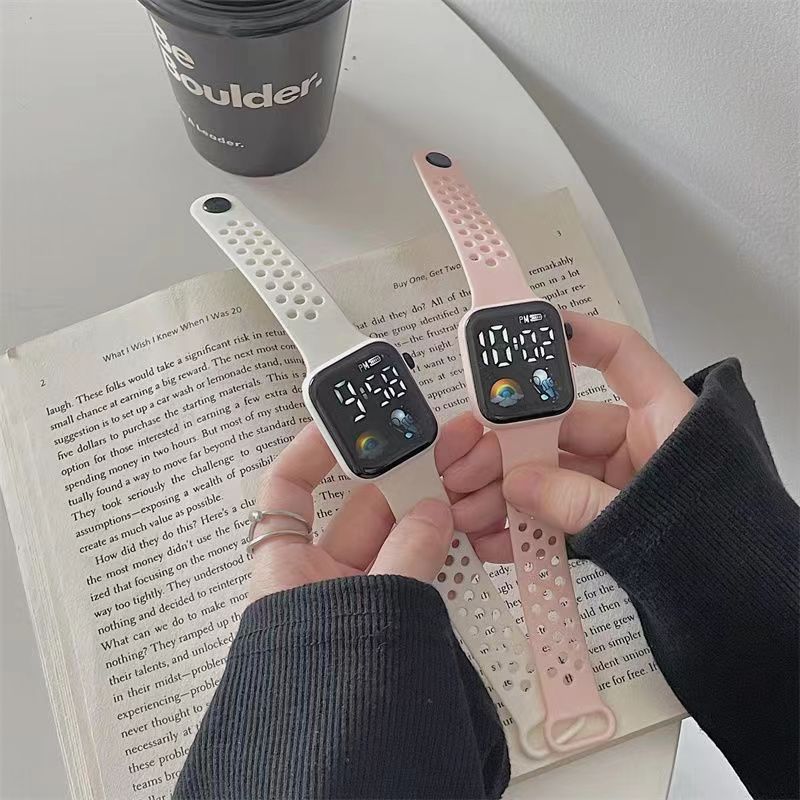 New LED electronic watch C1-7 rainbow spaceman Square  Sport Student children LED electronic watch_voghion.com