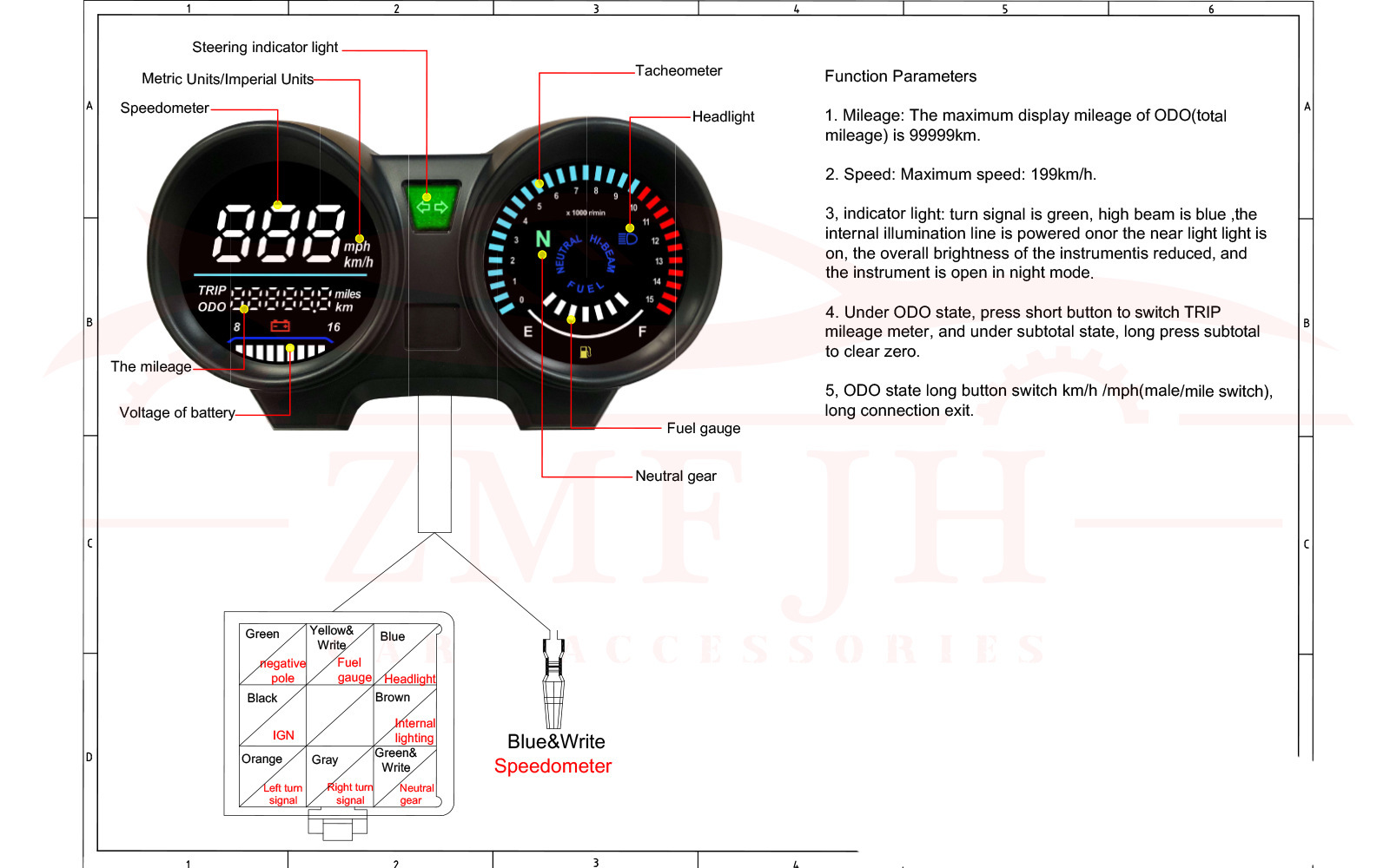 South American Brazilian Motorcycle Led Digital Lcd Instrument Titan150 Cg150 Fan150 Odometer Speedometer
