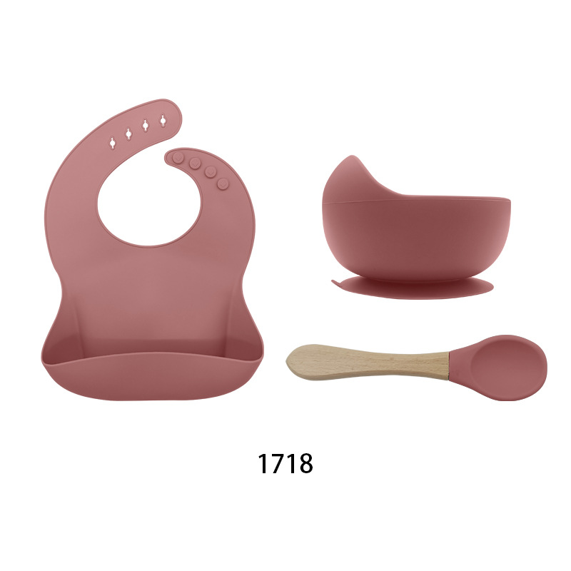 1718-3 피스 세트 288g (턱받이 나무 손잡이 숟가락)