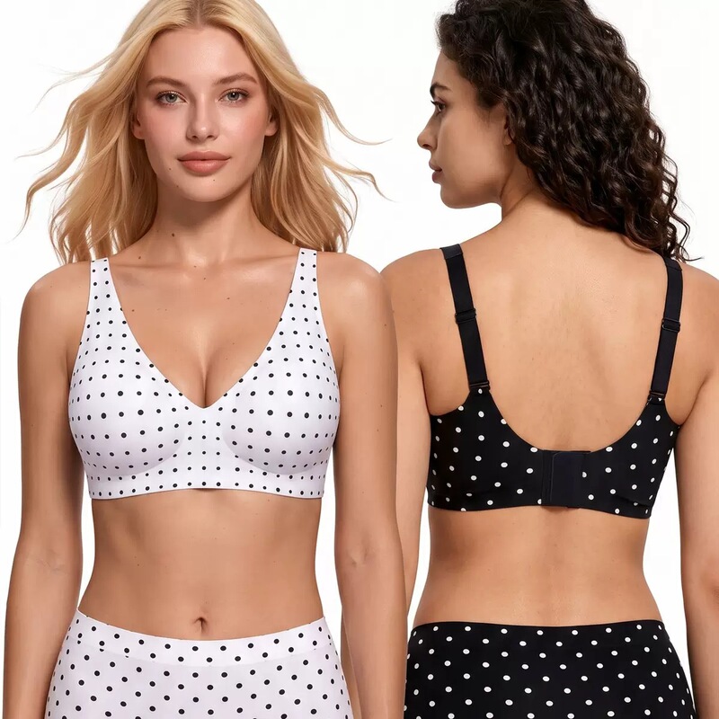 Cross-border factory in-stock leopard print series European and American women's seamless wireless comfortable bra with jelly strip soft support Cross-border factory in-stock leopard print series European and American women's seamless wireless comfortable bra with jelly strip soft support