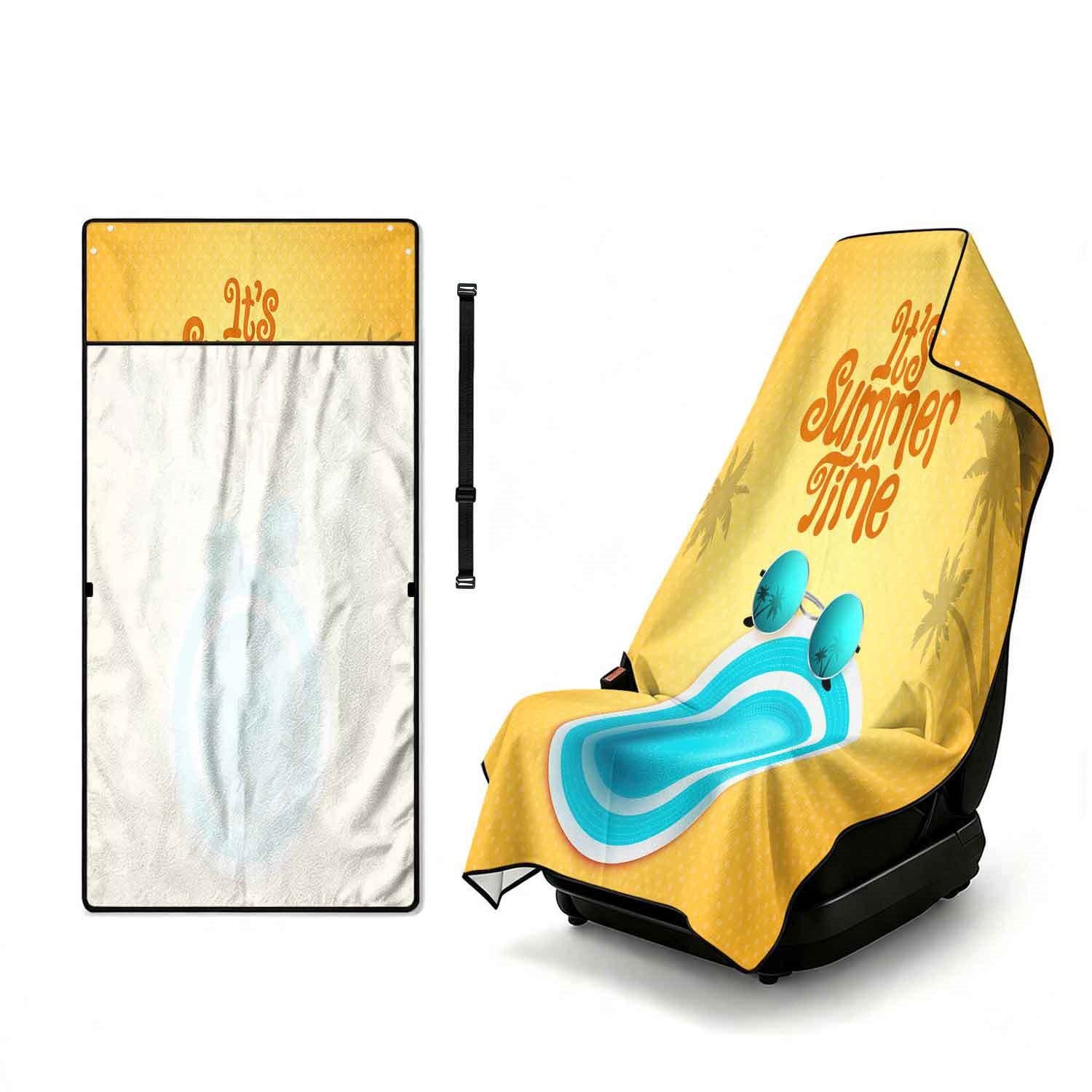 Summer bath towel and car seat cover 2-in-1, ultra-fine fiber outdoor beach and car dual-use universal seat cushion