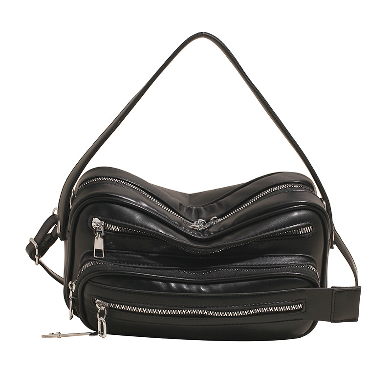 Trendy Multi-Zip Shoulder Bag – Stylish Crossbody Hobo Bag With Soft PU & Spacious Compartments For Daily Essentials_voghion.com