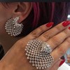 Fashionable universal jewelry, earrings, ring, set, accessory, European style, diamond encrusted