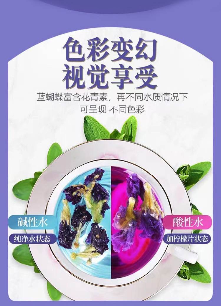 Butterfly Pea Flower Tea Lan Hu Die 25g Bottle Blue Herbal Tea for Cold Brew and Colorful Drinks overview