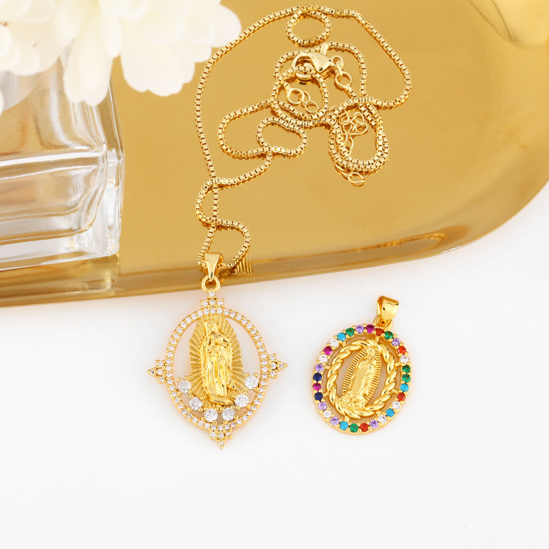 Fashion Virgin Mary Copper Inlaid Zircon Necklace Wholesale display picture 8