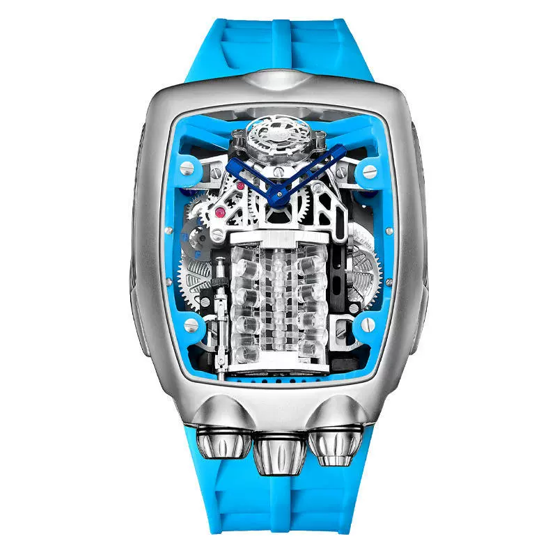 OBLVLO Bugatti двигатель двигатель часы V16 механические часы мужские толстый воздух бренд винный бочка-формы часы