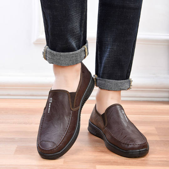 Spring and Summer Men's Casual Leather Shoes Waterproof and Oil-Proof Chef Shoes Soft Sole Non-Slip Work Shoes Hotel Work Leather Shoes for Men