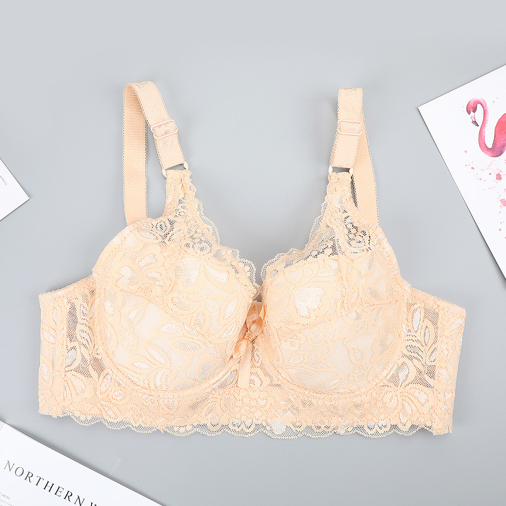 Taza de algodón fino más el tamaño sujetador del ajuste pecho encaje reunidos con anillo acero sexy ropa interior las mujeres AliExpress