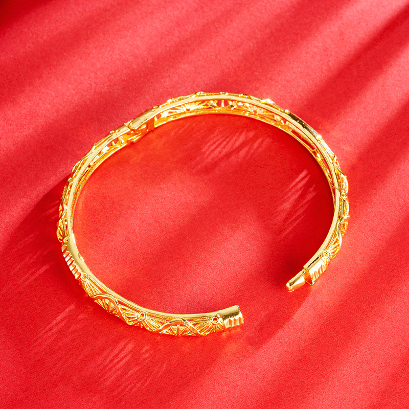 Shajin antiguo patrón de abanico pulsera de fijación de moda nacional lujoso ligero no se desvanece durante mucho tiempo fabricantes de joyas chapadas en oro