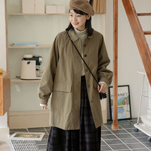 皇峥设计感插肩袖小个子风衣外套女2025春秋新款日系宽松休闲上衣