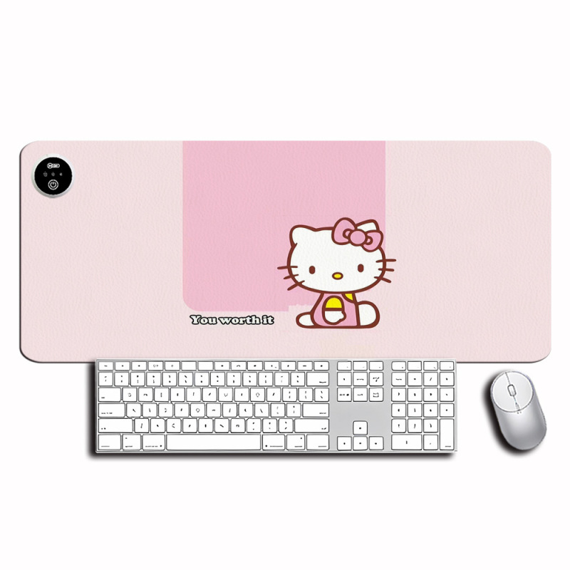 ピンクのかわいい女の子の暖かいテーブルマットの巨大な汚れに強い加熱マウスマットDIY暖かい手の発熱オフィスのテーブルマット|undefined
