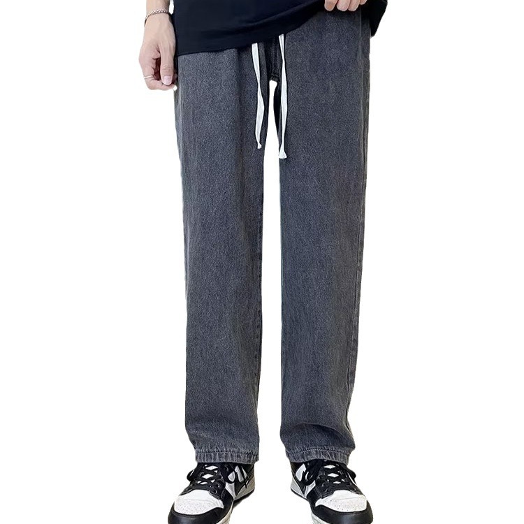 Jeans hombres sueltos rectos 2024 marca de moda de primavera y verano pantalones largos de trapeador casual americano de pierna ancha para hombres