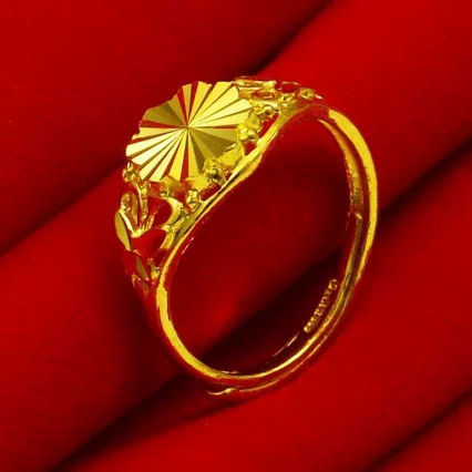 Fashion Ring for Women, Flower Love Ring, Elegant Gold-Plated Opening, Men's Glossy Couple Ring Jewelry Wholesale