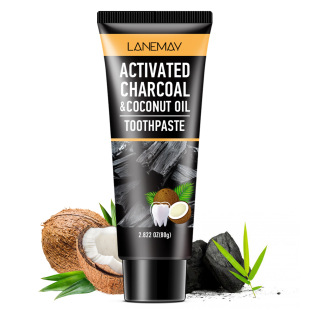 Cross-border bamboo charcoal small black tube toothpaste whitening teeth fresh breath coconut flavor activated carbon