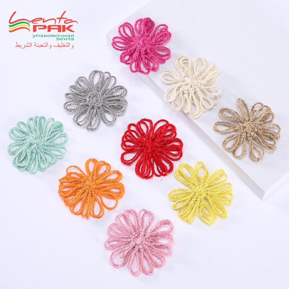 麻绳花麻布工艺编织镂空花朵服装鞋帽工艺品装饰DIY辅料麻绳花