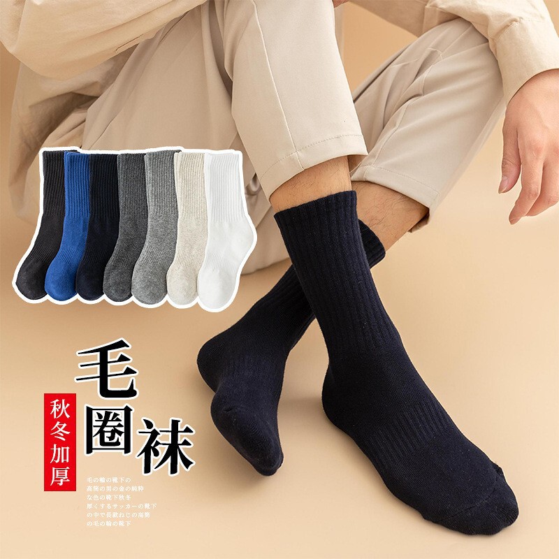 Terry socks high-top men's solid color socks autumn and winter thickened football socks mid-length thread high-top Terry socks Terry socks high-top men's solid color socks autumn and winter thickened football socks mid-length thread high-top Terry socks