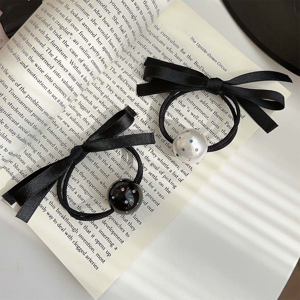 Nuevo diamante flash perla arco negro correa de goma color perforación alta cuerda de cabello elástica de moda anillo de cabello cuerda nueva adornamiento para el cabello