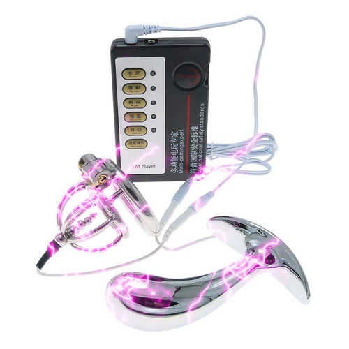 Funny electric shock penis cage, chastity lock, anal plug, chrysanthemum, masturbation, Cynomorium, SM, alternative male adult toy