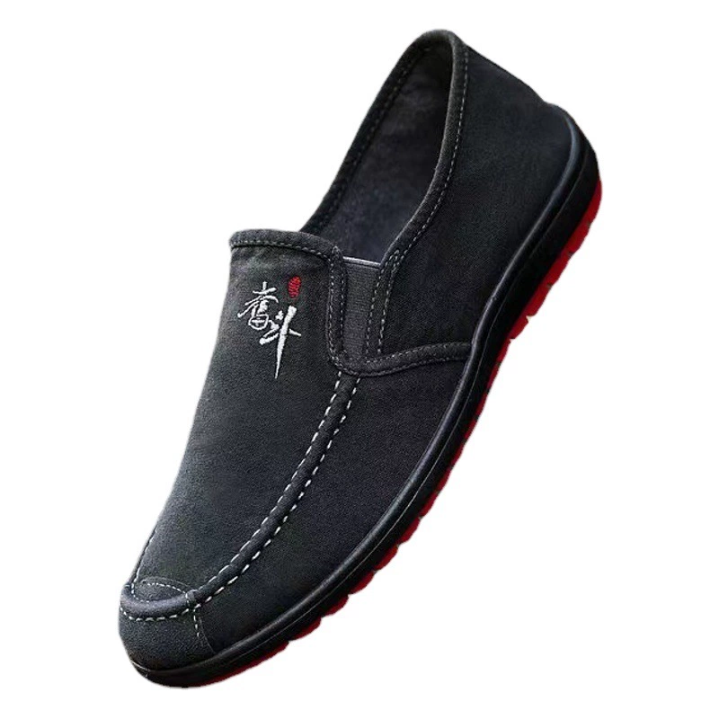Модная Тканевая обувь Joker Old Beijing, мужская обувь, парусиновая обувь для учащихся средней школы, обувь без шнуровки, удобная повседневная обувь