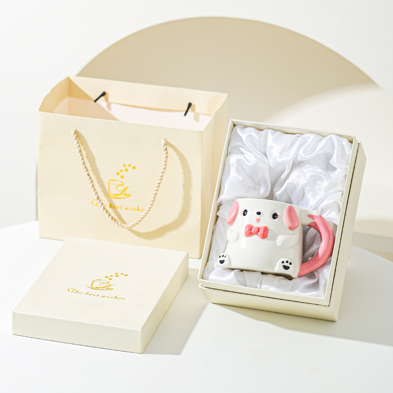 Cute caricatura cachorro taza de cerámica taza de marca taza de leche taza de agua casera taza de pareja para chicas