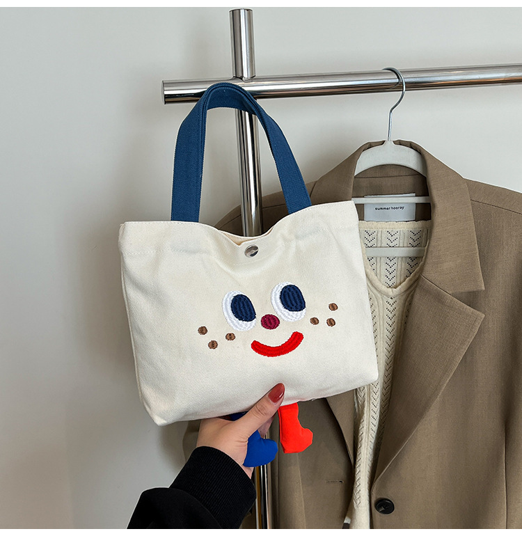 ins mini canvas bag, cute peach tote bag, Korean girl snack bento small bag canvas bag wholesale undefined