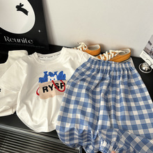 儿童套装中大童夏季短袖套装洋气时尚纯棉夏装男童女童两件套童装