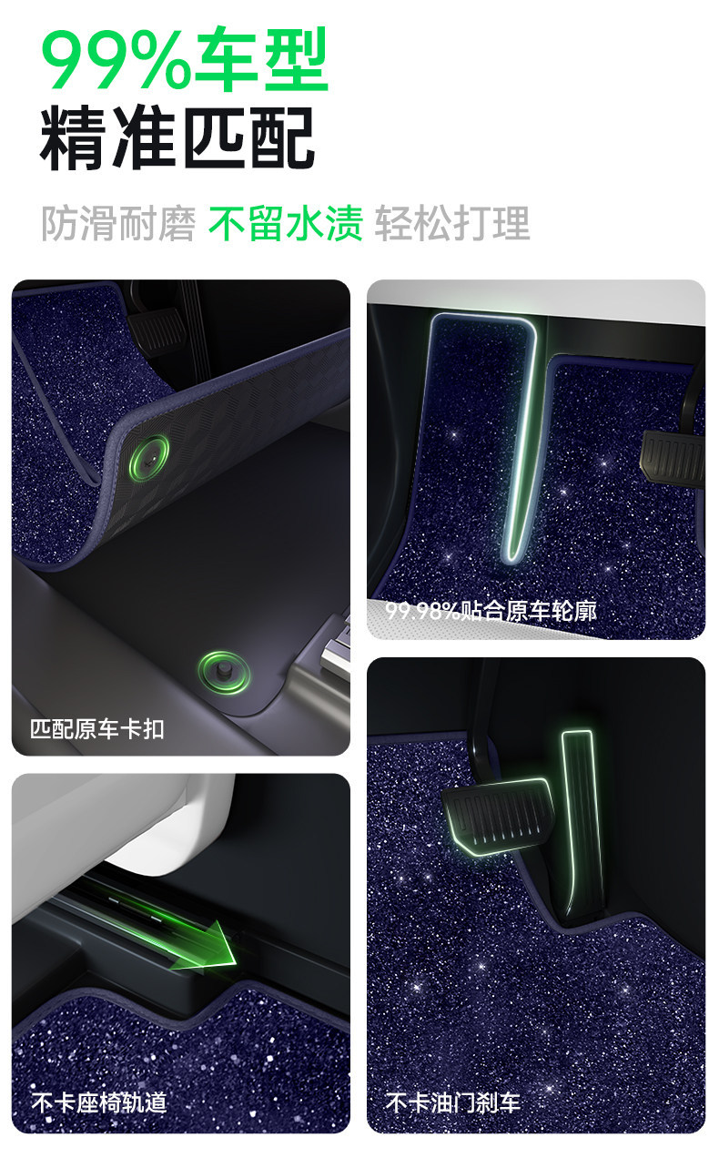 Suitable for the New Zeekr 009 Floor Mats, Starry Sky Carpet Surface, 26 Types of Car Interior Modification Accessories, Trunk Mat