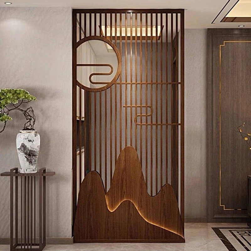 铝窗花厂家供应 卧室铝屏风隔断 雕刻铝窗花装饰 中式假山铝屏风