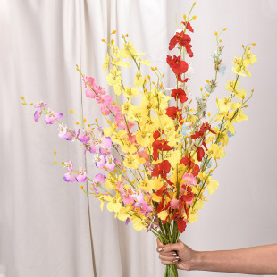 5 fork dancing orchid simulation flower wedding furnishing home hotel decoration yellow Phalaenopsis soybean soybean fake bouquet ornaments