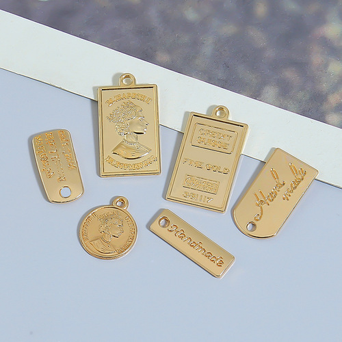 DIY Alloy Accessories Beauty Head Tag Pendant Necklace Bracelet Keychain Holder Letter Coin Currency Pendant
