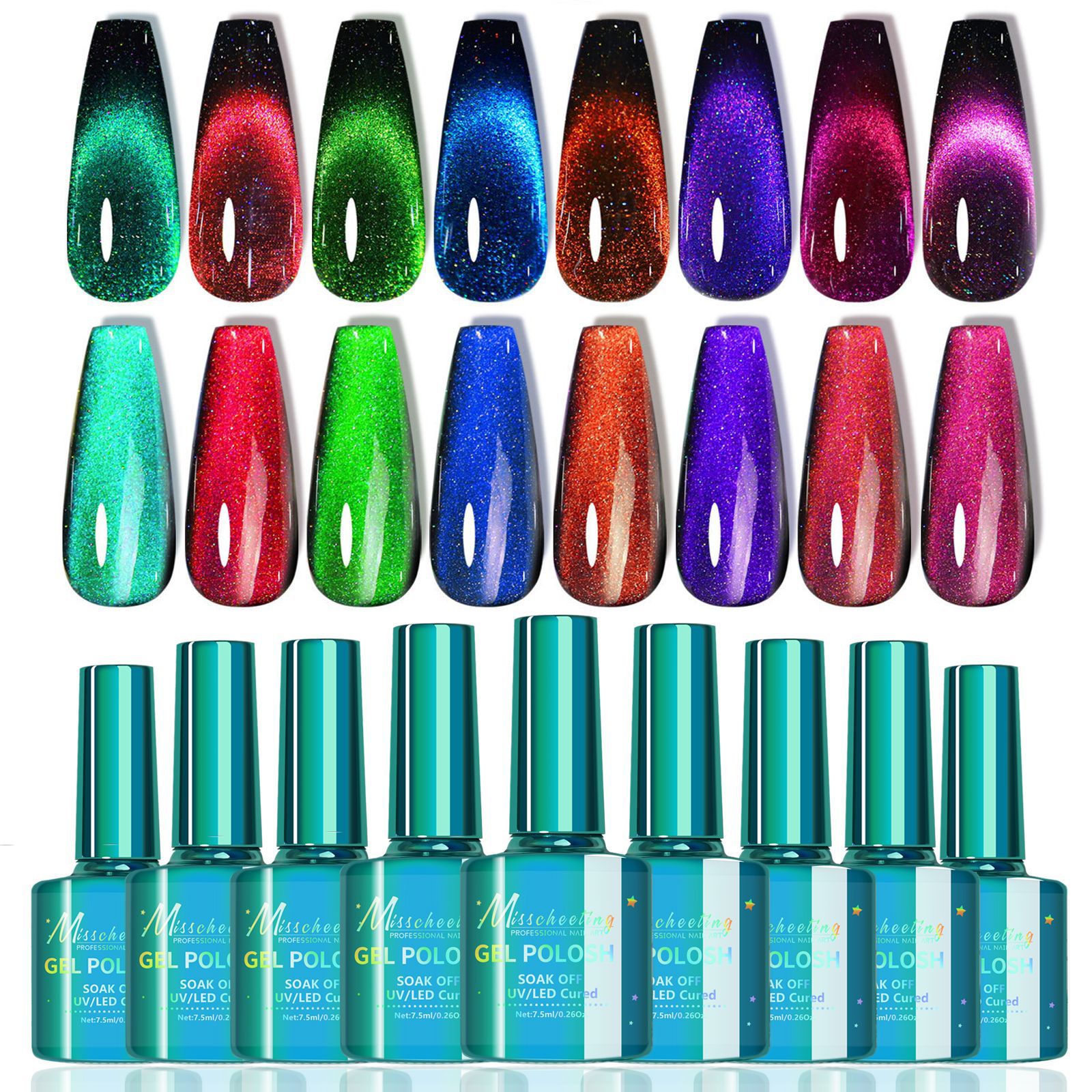 Gel ojo de gato 12D con gemas, gel ojo de gato meteoro deslumbrante, gel de esmalte de uñas láser, venta al por mayor de fabricante de salones de uñas.