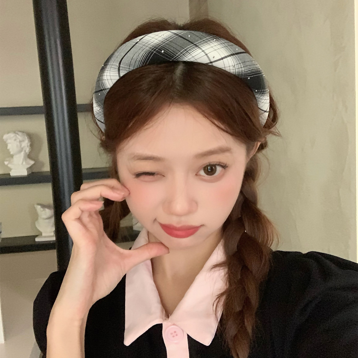 Estilo de la universidad esponja banda de pelo temperamento universal borde ancho alto cráneo ápice perforación banda de presión tarjeta de pelo joyas para el pelo de chicas