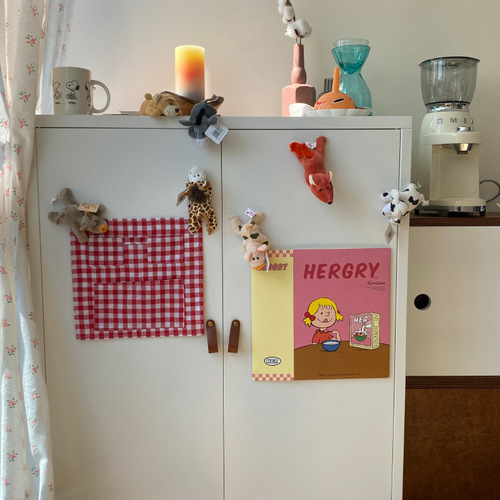 Silly and cute fried lion plush refrigerator iron cartoon animal monkey pig magnet sticker rearview mirror doll ornament