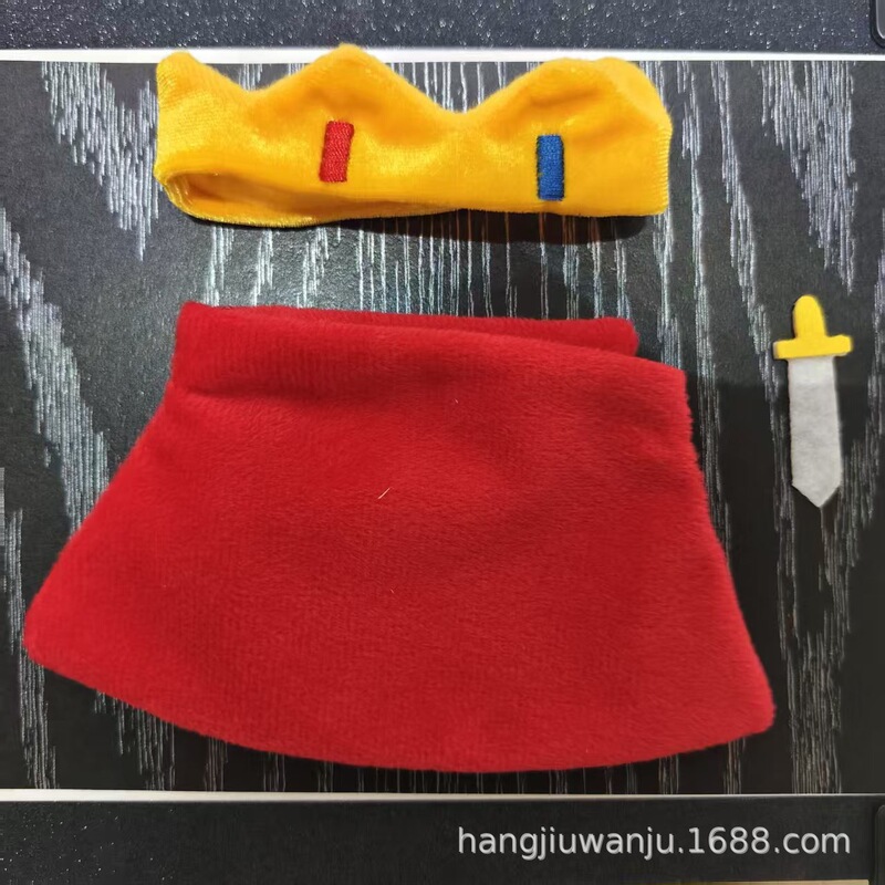 Dress up King Three-Piece Doll Outfit Set 10-13cm Doll Figure Cute Toy with Clothes, Crown, and Sword