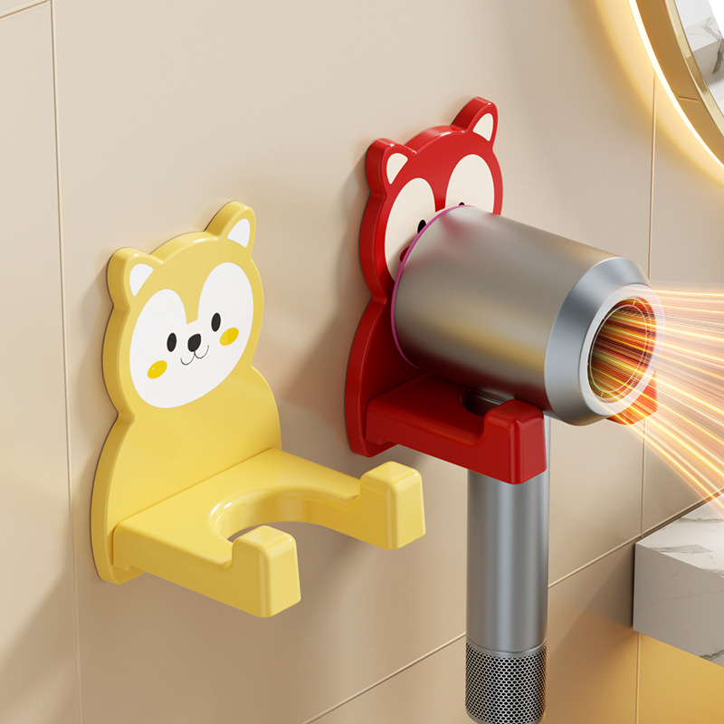 Hair Dryer Holder Creative Cartoon Punch-Free Hair Dryer Storage Rack Bathroom Wall-Mounted Hair Dryer Storage Holder