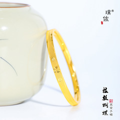 璞佐金店同款24K亮金CNC工艺鱼鳞蝴蝶手镯轻奢高级感镯子手环女