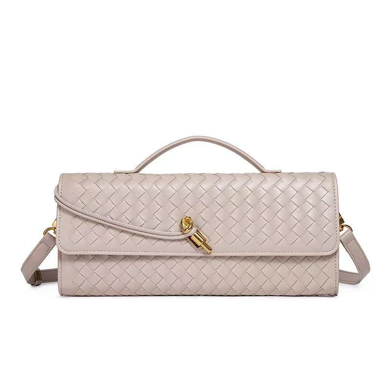 2025 New Niche Woven Shoulder Baguette Bag Fashion Horizontal Clutch Accordion Women's Crossbody Long Bag - Thumbnail 8