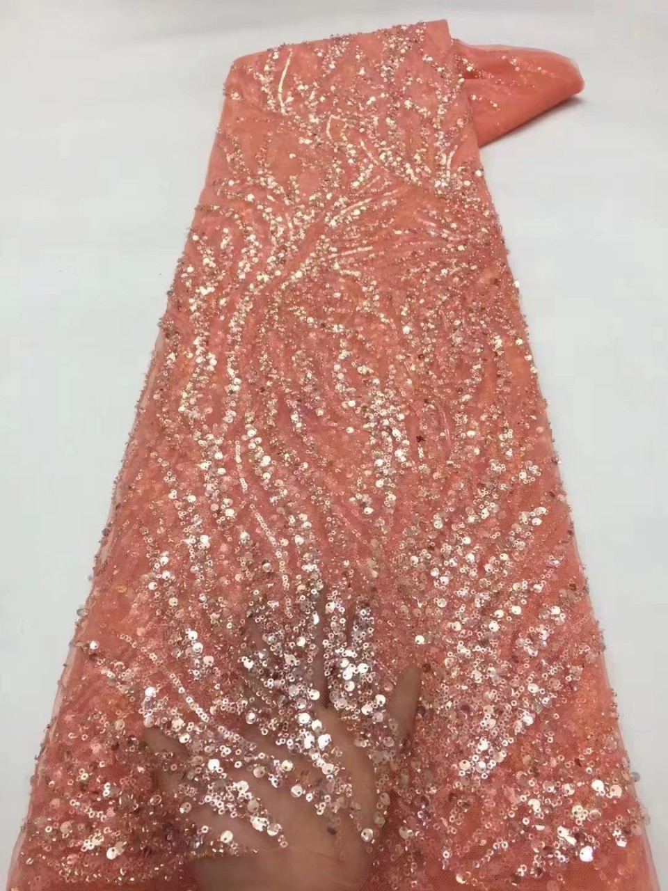 Vestido DE BODA francés tela tubo lentejuelas bordado nupcial ropa malla encaje francés encaje JX2353