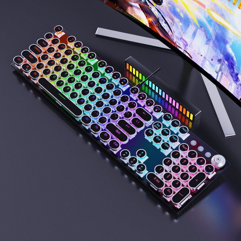 ソースファクトリーパンクスチームレトロ3モードRGB真のメカニカルキーボード競技用プラグイン緑軸コンピュータゲーム|undefined