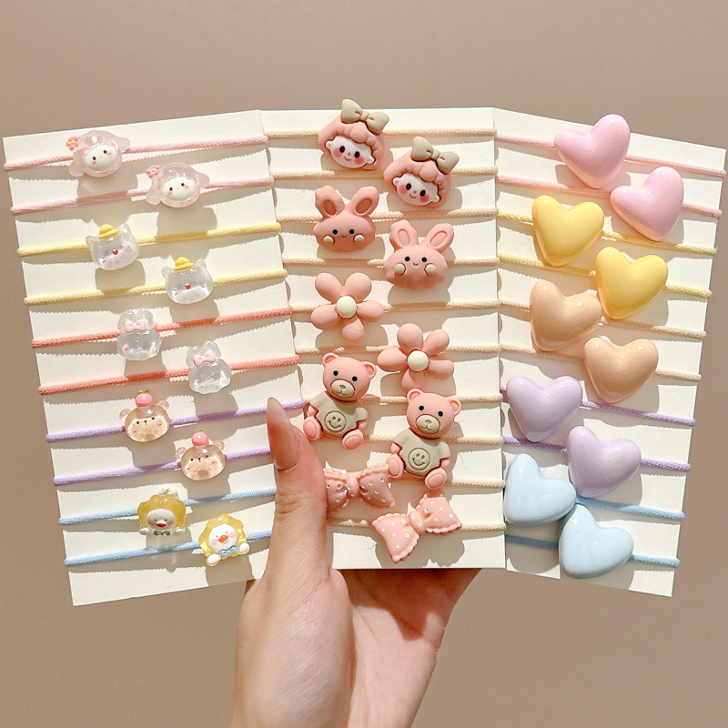 Niñas coloridas cuerdas de cabello anillo de cabello niños lindos dibujos animados cuerdas de cabello bebé alta elasticidad no lesiones correa de cabello tocado