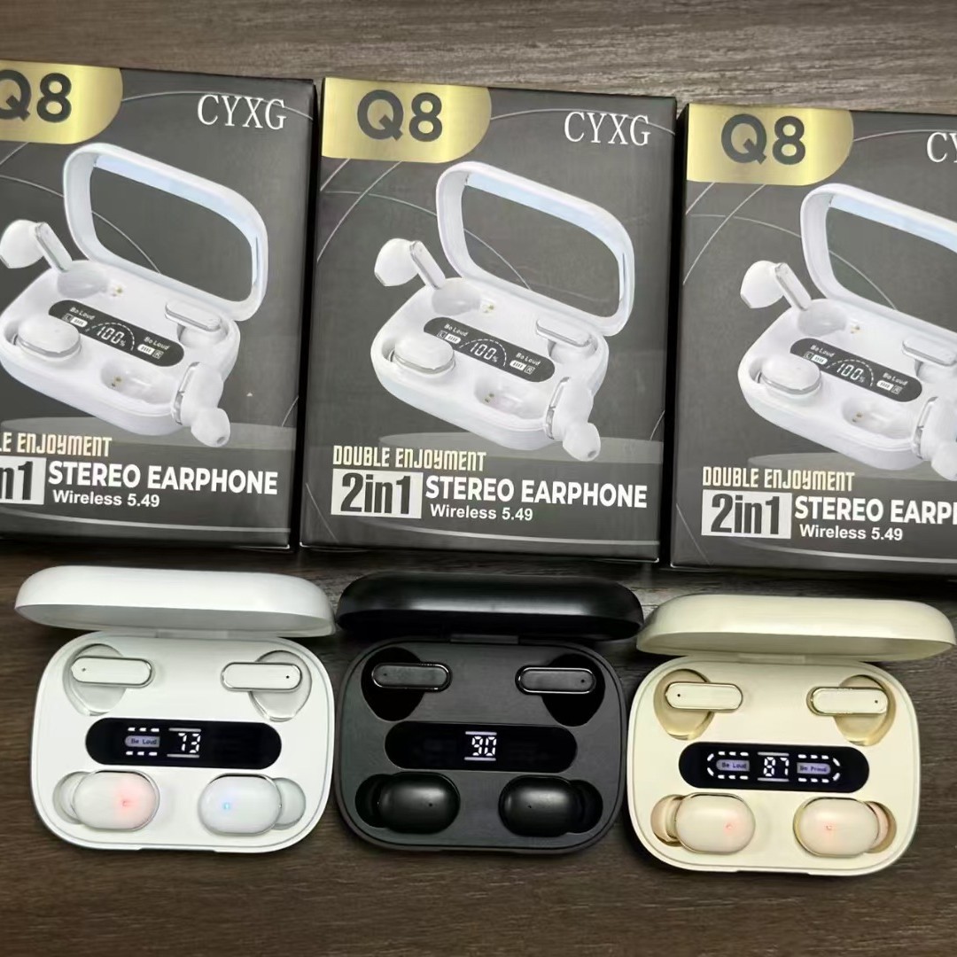 Nuevos auriculares inalámbricos Bluetooth transfronterizos Q8 de dos oídos OWS auriculares deportivos de reducción de ruido auriculares extra largos
