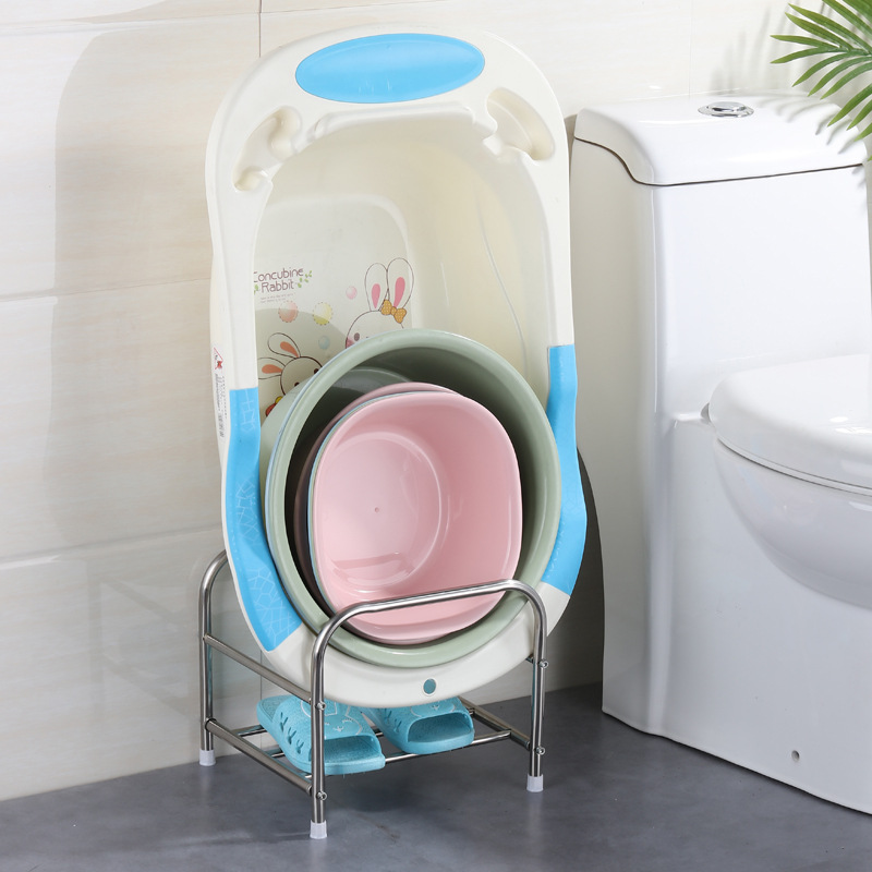 Stainless Steel Washbasin Rack Bathroom Floor-Standing Washbasin Storage Rack Toilet Bathroom Basin Rack Baby Bath Basin Rack