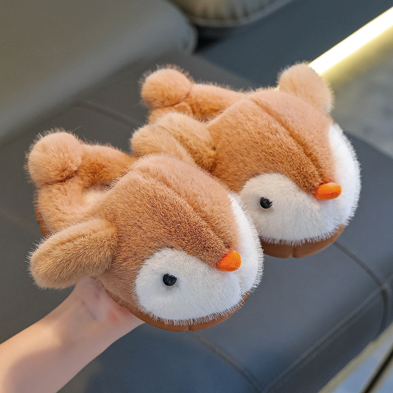 Zapatillas de algodón para niños de invierno, niños y niñas, calentamiento y pelusa, zapatos de algodón para niños en el hogar, bolsas para niños, tacones para niños