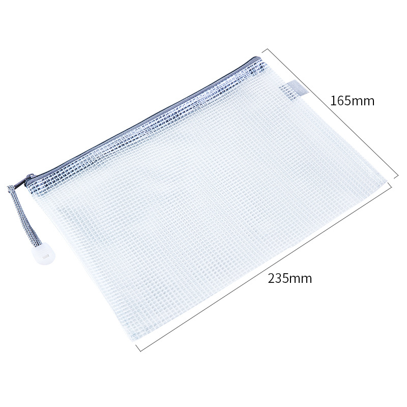 63451 bolsa de cremallera de PVC transparente bolsa de almacenamiento de rejilla A5 bolsa de archivo cartera cremallera bolsa estudiante