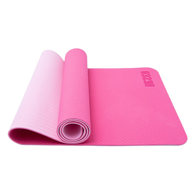 Двухцветный коврик для йоги TPE удлиненный фитнес-коврик для девочек Нескользящий коврик для йоги коврик для домашнего печатного логотипа