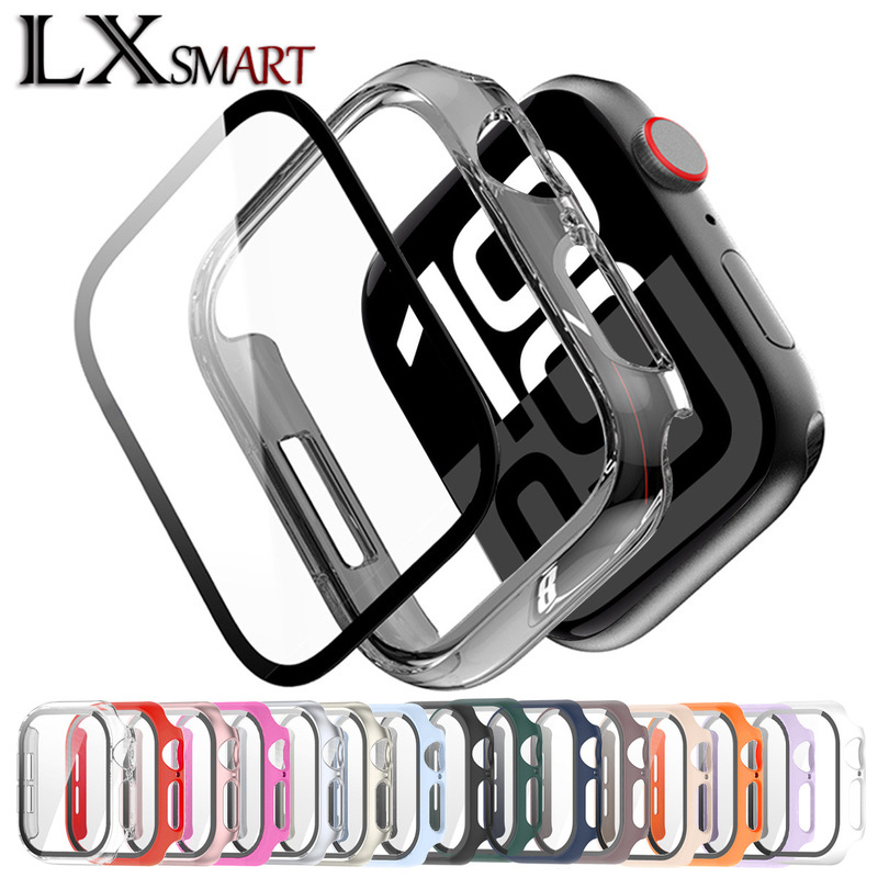 Suitable for All Series of Apple Watch 12, Pc Matte Oil-Sprayed Tempered Film Integrated Full-Cover Case Suitable for All Series of Apple Watch 12, Pc Matte Oil-Sprayed Tempered Film Integrated Full-Cover Case