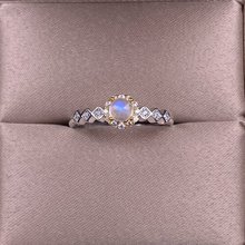 蓝月光石戒指s925银镶嵌满钻分金色轻奢小清新女款手饰品强蓝光