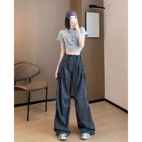 American Retro High Street Workwear Pants for Women Straight Leg Wide Leg Casual Pants Trendy 2025 Ins Pants